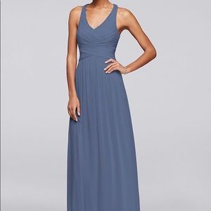 Steel Blue long David’s Bridal Bridesmaid Dress